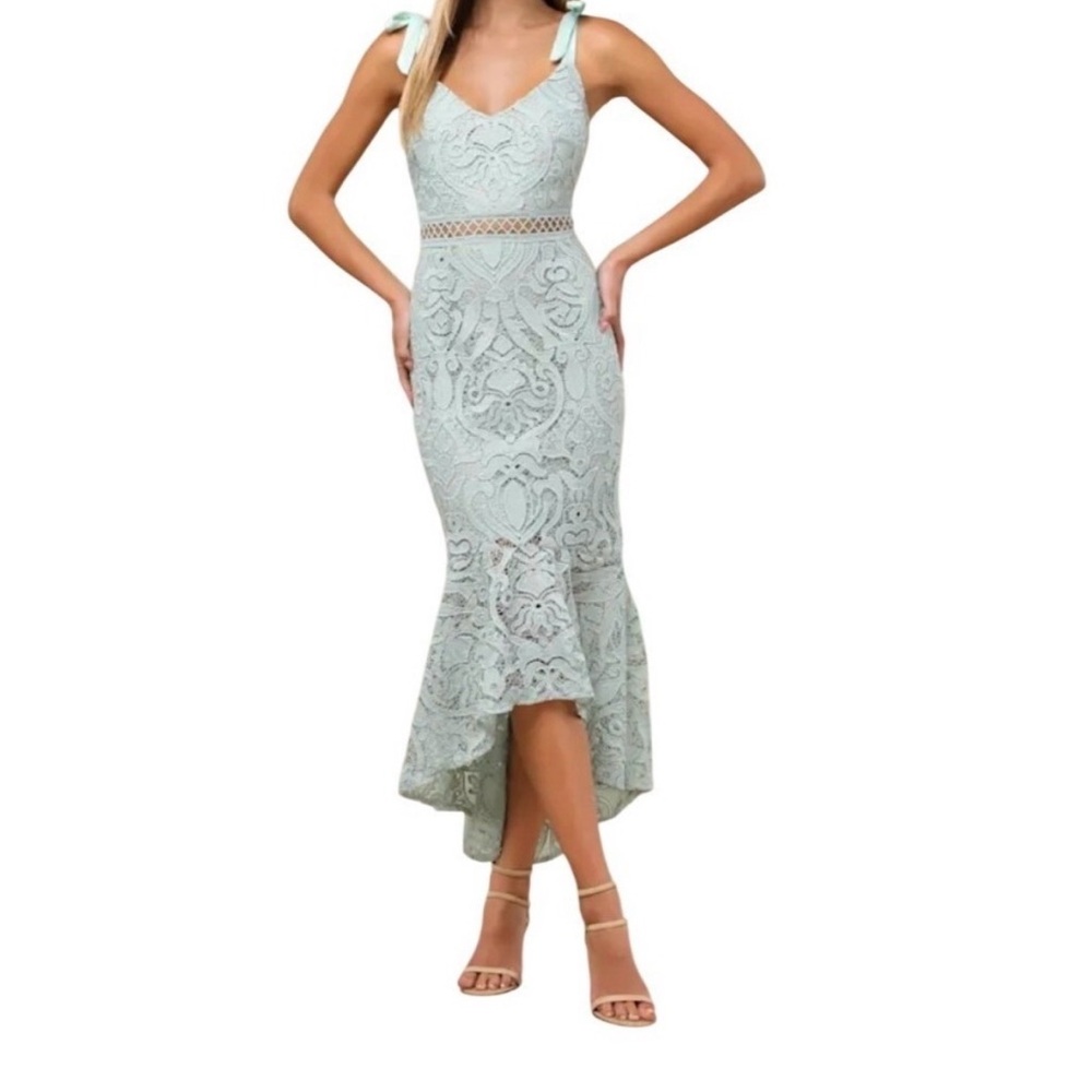 NWT Lulu's Mint Lace High-Low Dress